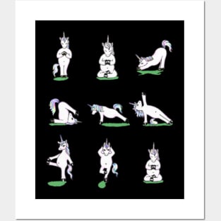 Unicorn Yoga Asana Funny T-shirt- Posters and Art